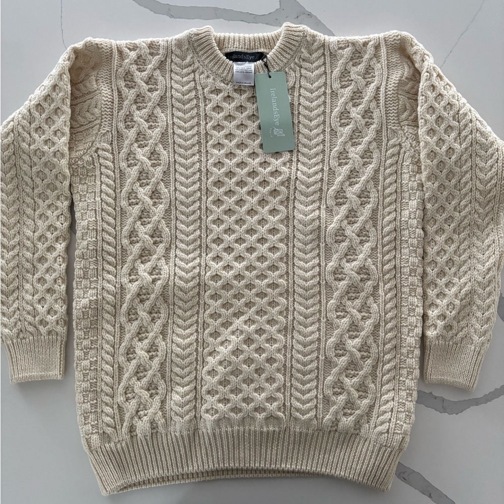 NWT Irish Cable Knit Crewneck Sweater - Cream